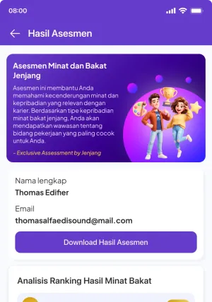 Minat Bakat Jenjang result on a phone