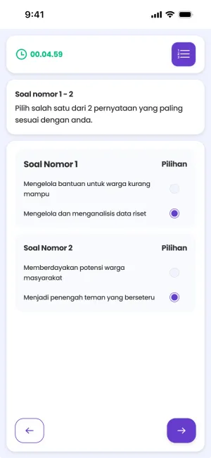 Minat Bakat Jenjang question on a phone