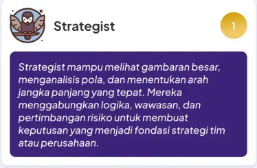 Strategist archetype description on the result screen