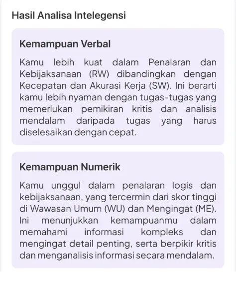 Intelligence analysis: verbal and numerical ability