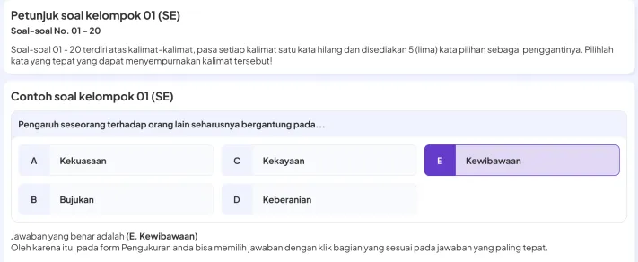 Intelegensi instructions and sample question on desktop
